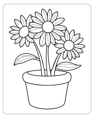 Şirin çizgili papatya çiçekleri boyama kitapları ve çocuk aktiviteleri için mükemmel bir tencerede..