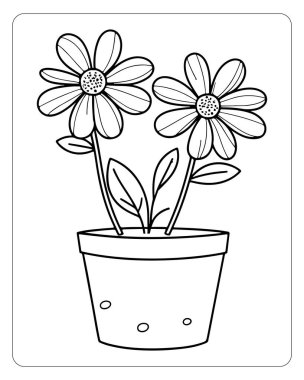 Tencerede boyamaya hazır şirin papatya çiçekleri. Eğlenceli çocuk aktivitesi.