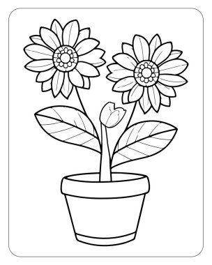 Ay çiçeği boyama sayfası çocuklar ve yetişkinler için mükemmel. Basit satır sanatı.