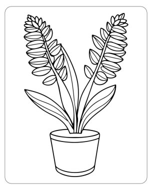 Sevimli çizgiler, saksı bitkisi çizimleri boyama kitapları için mükemmel..