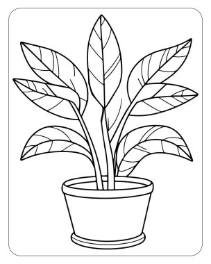 Basit bitki tasviri boyama sayfaları ve çocuk aktiviteleri için mükemmel.