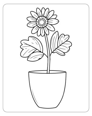 Sanat eseri basılabilir boyama sayfasında sevimli bir papatya. Çocuklar için mükemmel..