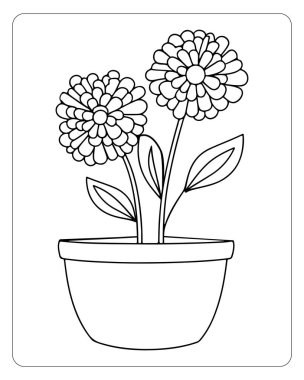 Basit saksı çiçekleri boyama kitapları ve el sanatları için mükemmel..