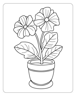 Basit ama zarif saksı çiçeği sanatı boyama kitapları ve dekorasyon için mükemmel..