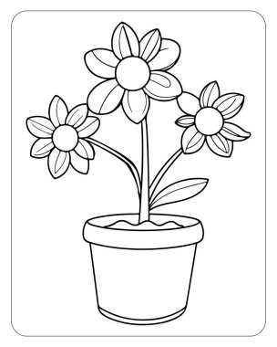Çiçek boyama sayfası çocuklar için mükemmel. Kolay çiçek tasarımı.