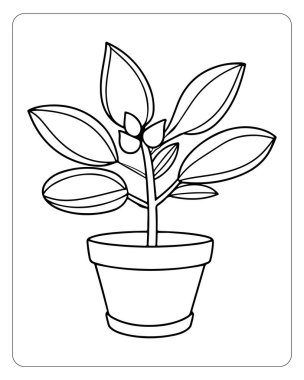 Boyama kitapları, çocuk aktiviteleri ve bitki temalı tasarımlar için harika bir saksı çizimi..