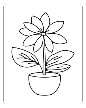 Hoş saksı çiçek tasarımı boyama kitapları ya da çocuk el sanatları için mükemmel..