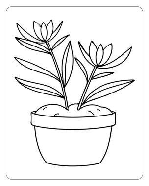 Şirin saksı çiçek çizgileri boyama sayfaları ya da tasarım elementleri için mükemmel.