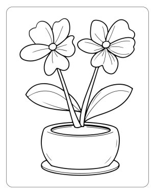 Basit çiçek saksısı çizimi boyama kitapları ya da el işi projeleri için mükemmel. Kolay yazdırılabilir tasarım.