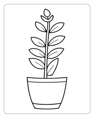 Bir saksıdaki basit çizgiler boyama kitapları ya da ev dekorasyonu için mükemmel..