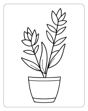 Renklendirme sayfaları ve tasarım projeleri için güzel saksı çizimi.