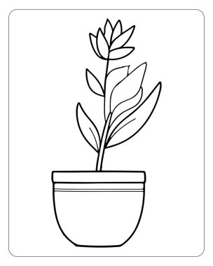 Boyama kitapları, baskılar ya da el sanatları için sevimli saksı tasarımı.