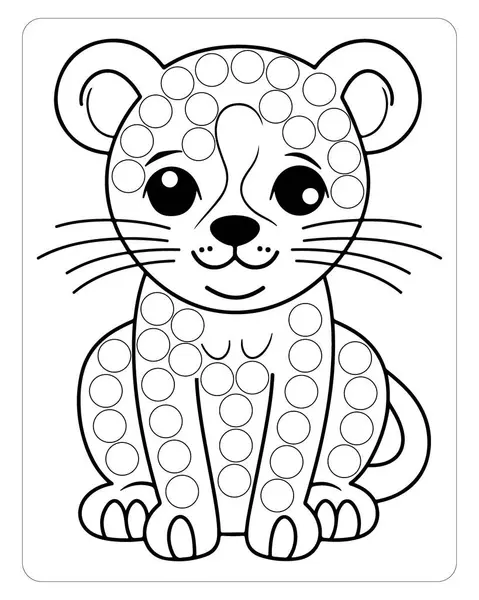 Şirin aslan yavrusu Nokta İşaretli yazdırılabilir renkli çarşaf yeni yürümeye başlayanlar ve anaokulu öğrencileri için mükemmel..