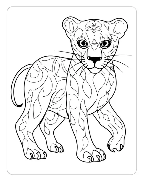 Sevimli yavru aslan yavrusu, boyama kitapları ve çocuk aktiviteleri için mükemmel. Çizgi tasarımı.
