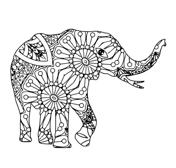 Karmaşık fil mandala sanatı boyama kitapları meditasyonu için mükemmel.