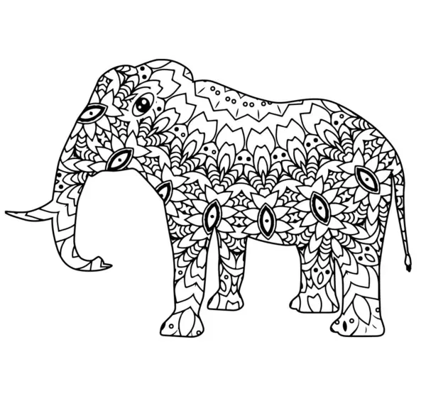 Karmaşık fil mandala sanat eserleri yetişkin boyama kitapları ve yaratıcı projeler için mükemmel..