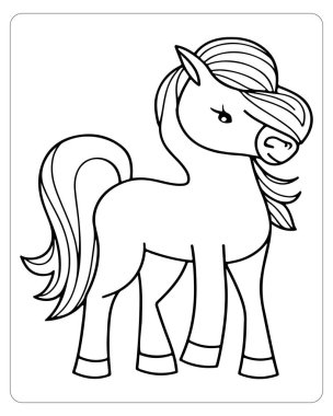 Basit bir midilli çizimi, boyama kitabı sayfası için mükemmel..