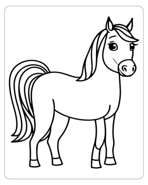 Basit bir çizgi film atı, boyama sayfaları ya da eğitim kaynakları için mükemmel..