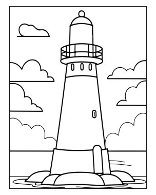 Sahil feneri boyama sayfası çocuklar için mükemmel yetişkinler için denizcilik teması