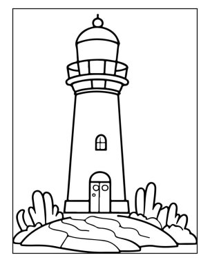 Basit deniz feneri çizimi boyama kitapları ve eğitim malzemeleri için mükemmeldir..
