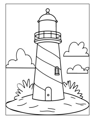 Okyanus temalı kitapları boyamak için harika bir çizim.