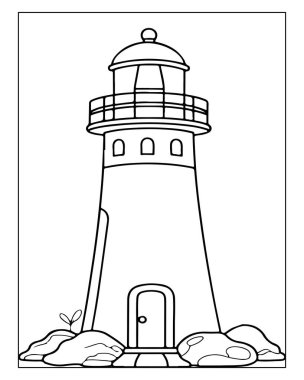 Basit deniz feneri çizimi çocuk aktiviteleri için idealdir.