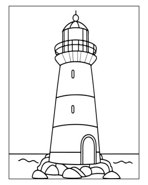 Basit deniz feneri çizimi renk sayfaları için mükemmel denizcilik temalı projeler
