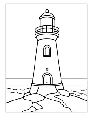 Basit deniz feneri çizimi denizcilik temaları için mükemmel