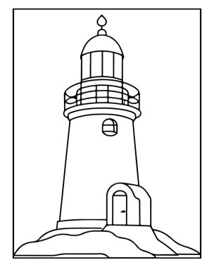 Basit deniz feneri illüstrasyonu boyama kitapları için mükemmel denizcilik temaları