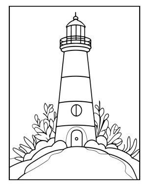 Sevimli deniz feneri çizimi denizcilik kitapları için mükemmel.