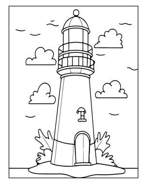 Yetişkinler için deniz feneri boyama sayfası tasarımı