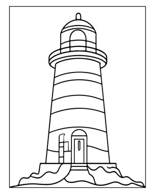 Basit deniz feneri çizgisi. Boyama kitapları için mükemmel. Denizcilik temaları.