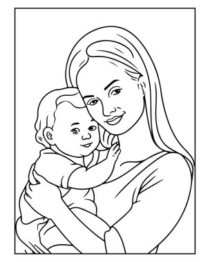 Hassas anne ve bebek çizimi boyama kitapları ya da baskılar için mükemmel..