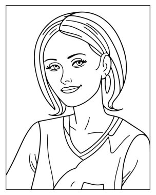 Güzel kadın çizgisi çizimi boyama kitapları için mükemmel..
