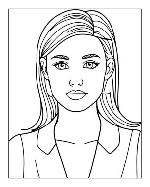 Yetişkinlerin boyama kitapları için güzel bir kadın portresi. Basit tasarım.