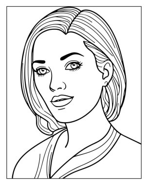 Güzel kadın çizimi, mükemmel yetişkin boyama kitabı sayfası..