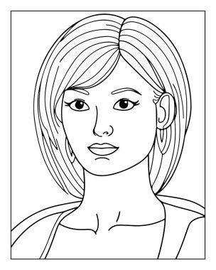 Güzel kadın boyama kitapları, yetişkin boyama sayfaları ve yaratıcı projeler için taslak çiziyor..