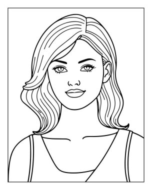 Yetişkinler için güzel kadın çizgisi boyama sayfası. Rahatlatıcı yaratıcı etkinlik.