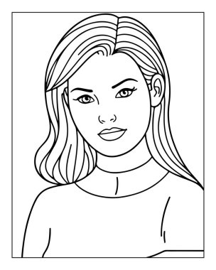 Yetişkinlerin sevdiği boyama kitapları için güzel kız çizgileri.