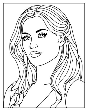 Yetişkin boyama kitapları ve yaratıcı projeler için mükemmel bir kadın portresi..