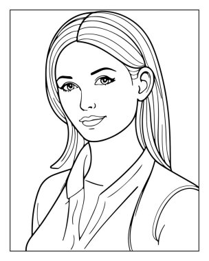 Boyama kitapları, basılabilir sanat ve yetişkin boyama sayfaları için güzel kadın çizgileri..