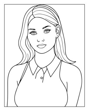 Yetişkinler için güzel kadın çizgisi boyama sayfası. Rahatlatıcı yaratıcı etkinlik.