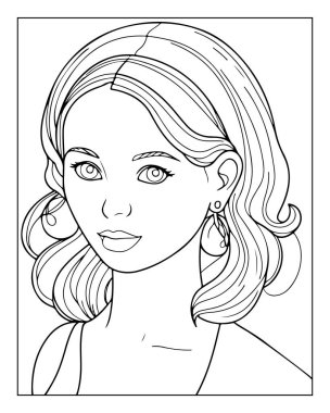 Yetişkin tasarımları boyama kitapları için güzel kadın çizgileri.