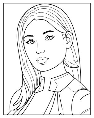 Yetişkinler için güzel kadın yüzü çizilebilir renklendirme sayfası.
