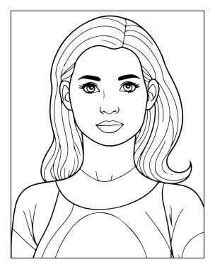 Yetişkinler için güzel kadın çizgisi boyama sayfası. Rahatlatıcı yaratıcı etkinlik.