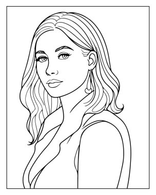 Boyama kitapları, moda tasarımı ya da sanat projeleri için güzel kadın çizgileri.