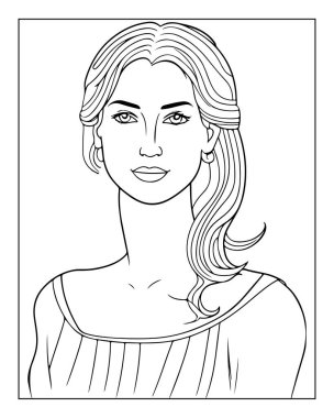 Güzel kadın çizgisi basılabilir boyama sayfası. Yetişkinler için mükemmel.