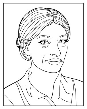 Ayrıntılı çizim kadın portresi yetişkin boyama kitapları için idealdir