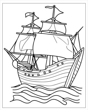 Eski gemi boyama sayfaları için mükemmel. Denizcilik temalı sanat.
