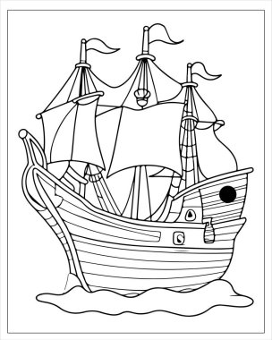 Kaliteli galleon gemi çizimi denizcilik temaları için mükemmel